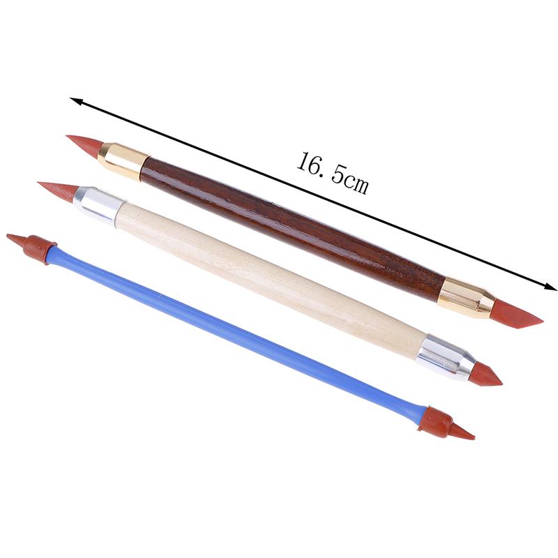 3Pcs Silicon Rubber Shaper Pen Double-Head Pottery Clay Sculpture Shaping Tools
