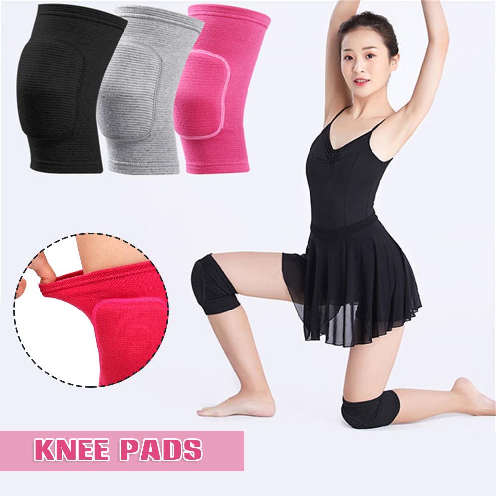 1 Pair Black Knee Pad Anti-Slip Sponge Knee Brace Breathable Protective Gear Set for Skating Basketball Sports Dance
