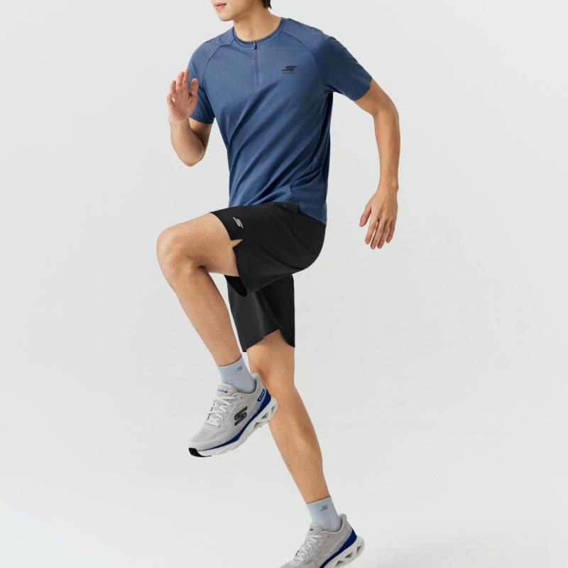 Skechers Elastic Breathable Solid Color Mid Waist Casual Shorts Men Shorts P226M024-0018