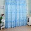 Romantisk Floral Tulle Voile Romdeler Dør Vindu Gardin Draper Panel Sheer