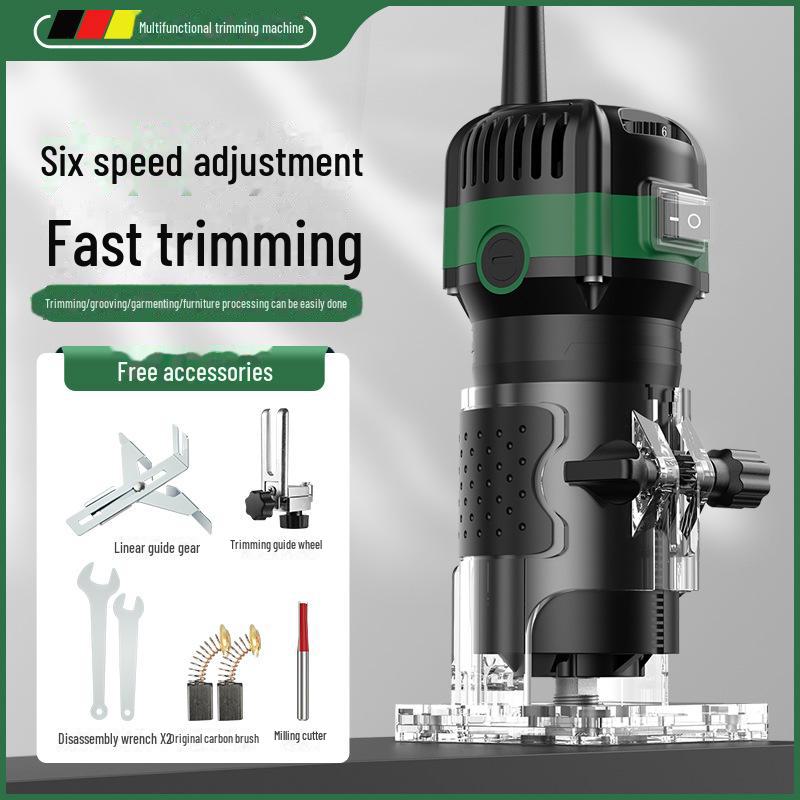Adjustable Speed Woodworking Trimming & Slotting Machine - 6.35mm Electric Router