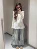 Korean Style Layered Fleece Long-Sleeve T-Shirt with Lace Trim, Round Neck, Regular Shoulder, Loose Fit, Autumn/Winter.