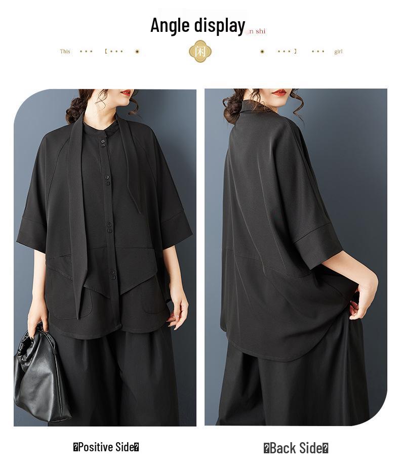 Summer 2026 Dark Style Versatile Casual Plus Size Women's Shirt - Loose, Slimming, Fashionable Top