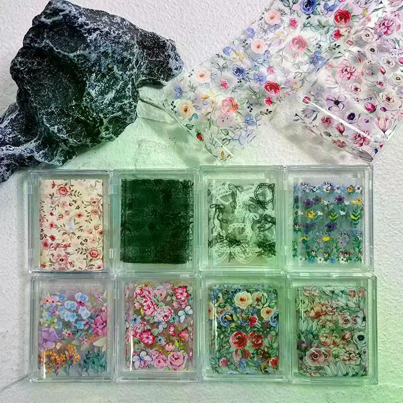 1Pcs 100cm Flower Rose Nail Transfer Foils Sticker Paper Floral Stickers Nails Wraps Tulip Nail Art Stickers Decal Nail Art