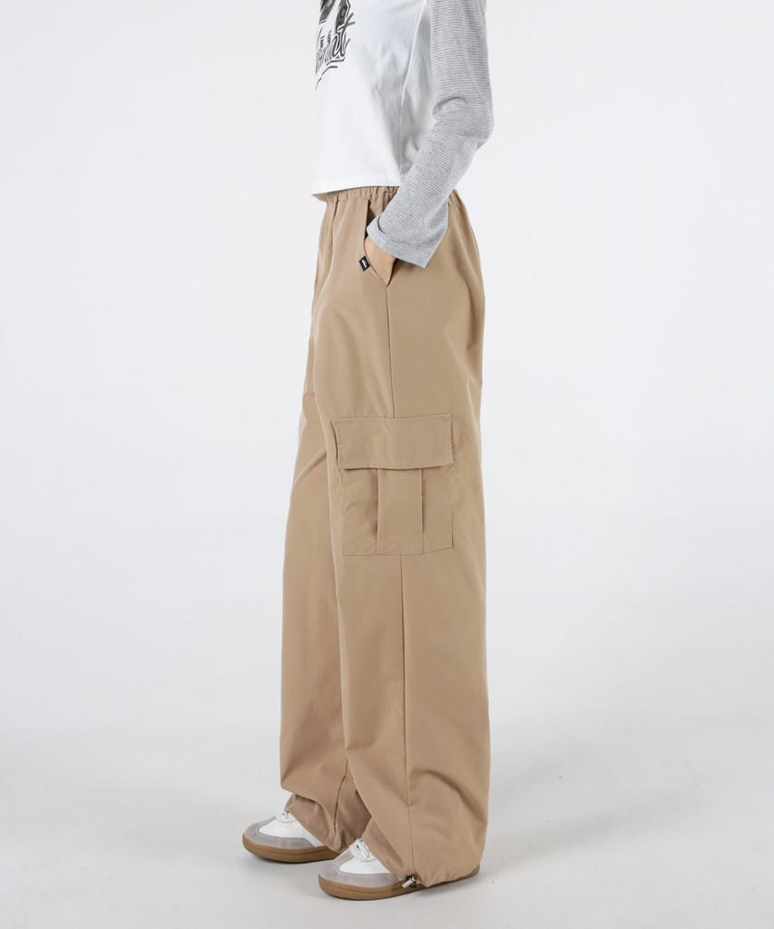 UMM Women'S Rustling Wide Cargo Elastic Waist Pants Adjustable Hem 3 Colors
