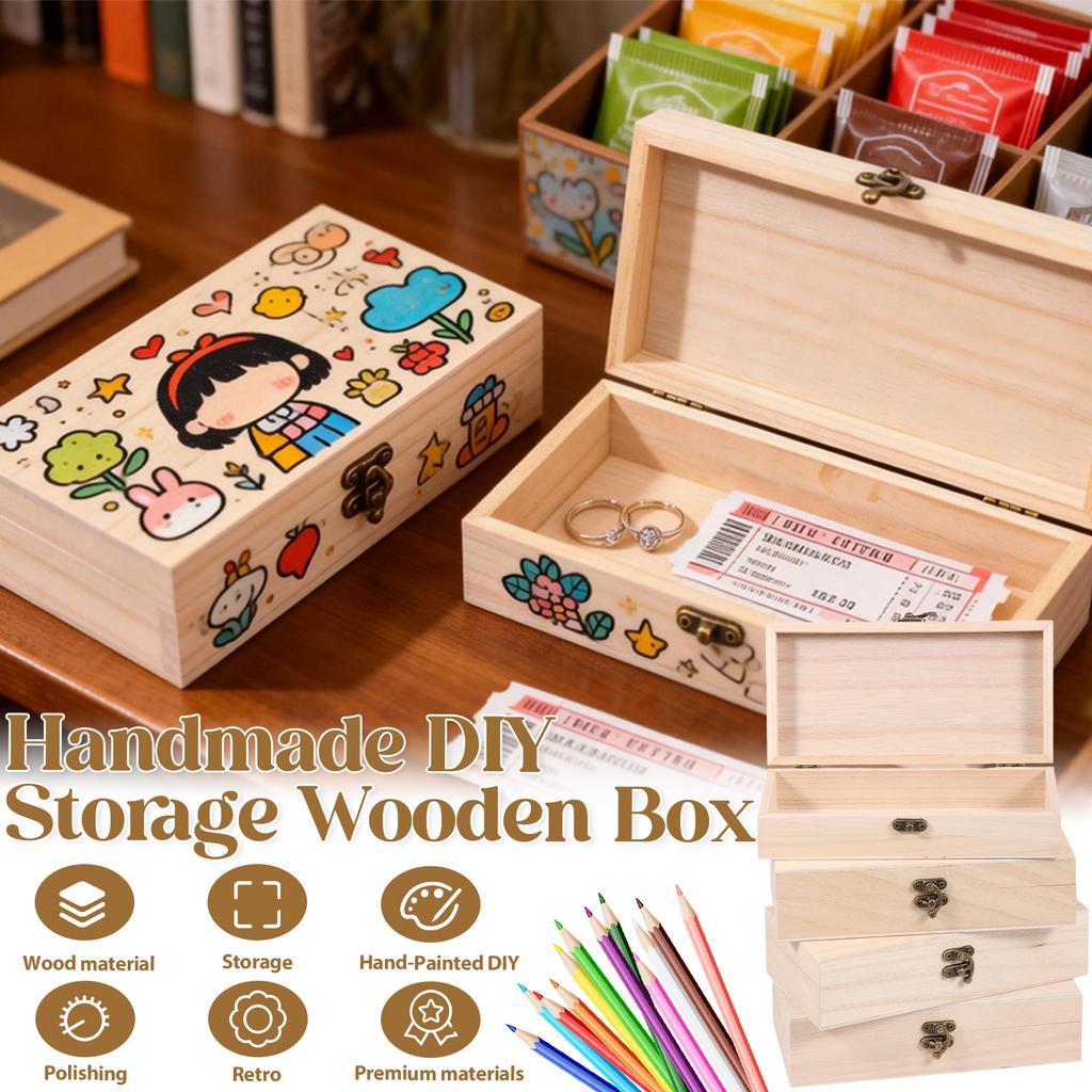 10Pcs Wooden Storage Box Jewelry Box With Hinged Lid DIY Unfinished Keepsake Box Jewelry Shell Storage Boxes for Birthday Gifts