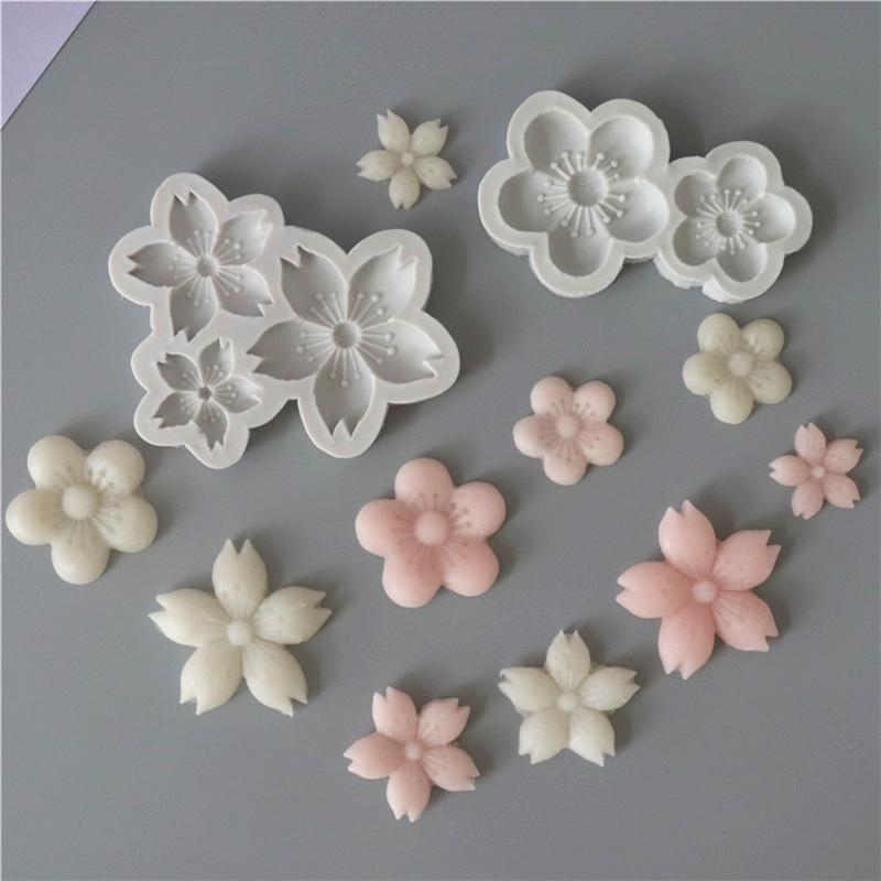 Cherry Flower Shaped Silicone Chocolate Moulds Baking Molds Fondant Cake Decorating Gadgets Resin Moulds Gifts for Child