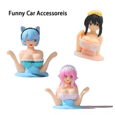 Cute Sexy Chest Shaking Ornaments Motorcycle Car Dashboard Decorations Kanako Collection Model Kawaii Anime Statue Funny Figure