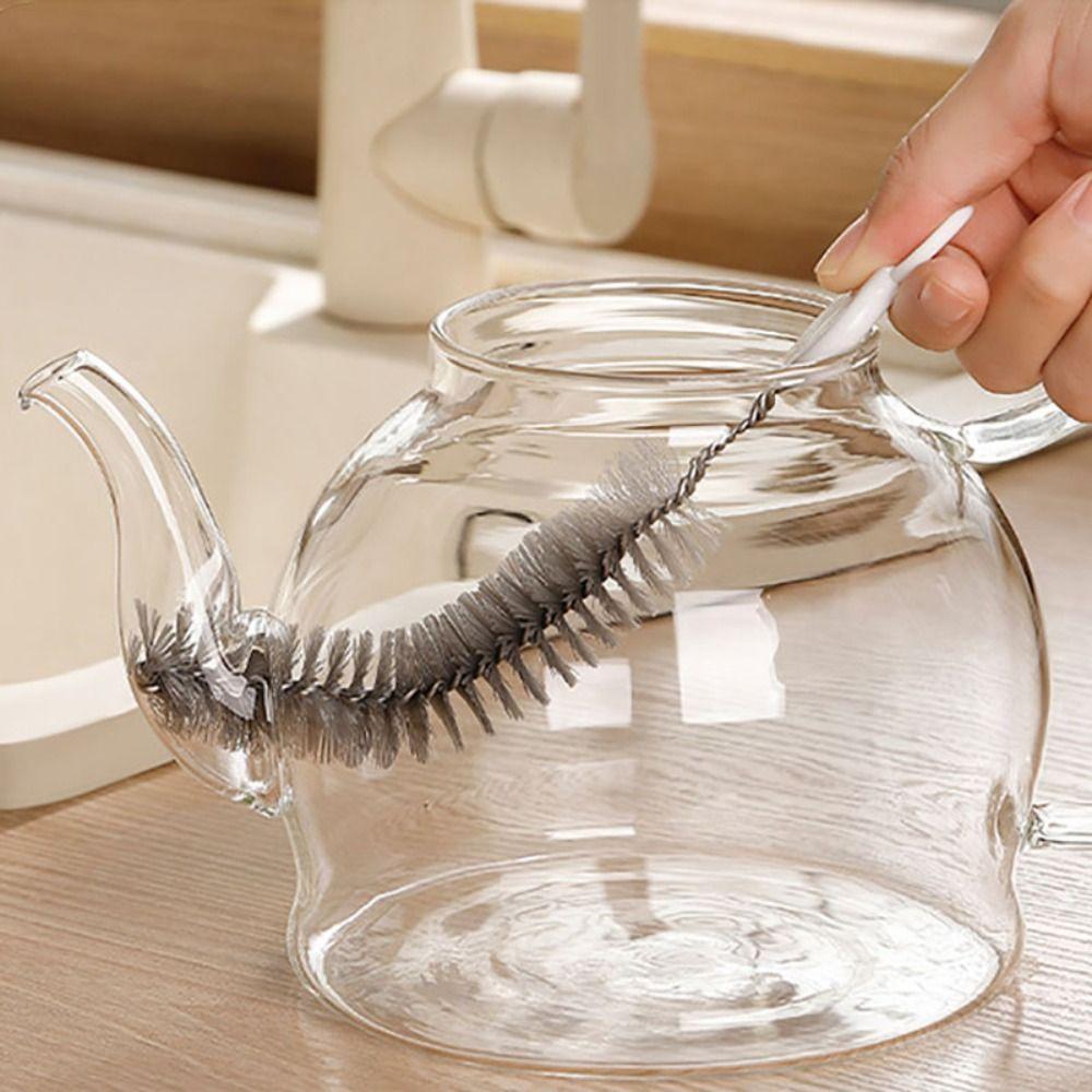 4pcs Hard Bristles Bottle Cleaner Brush Set Hangable Teapot Mouth Brush  Milk Bottle