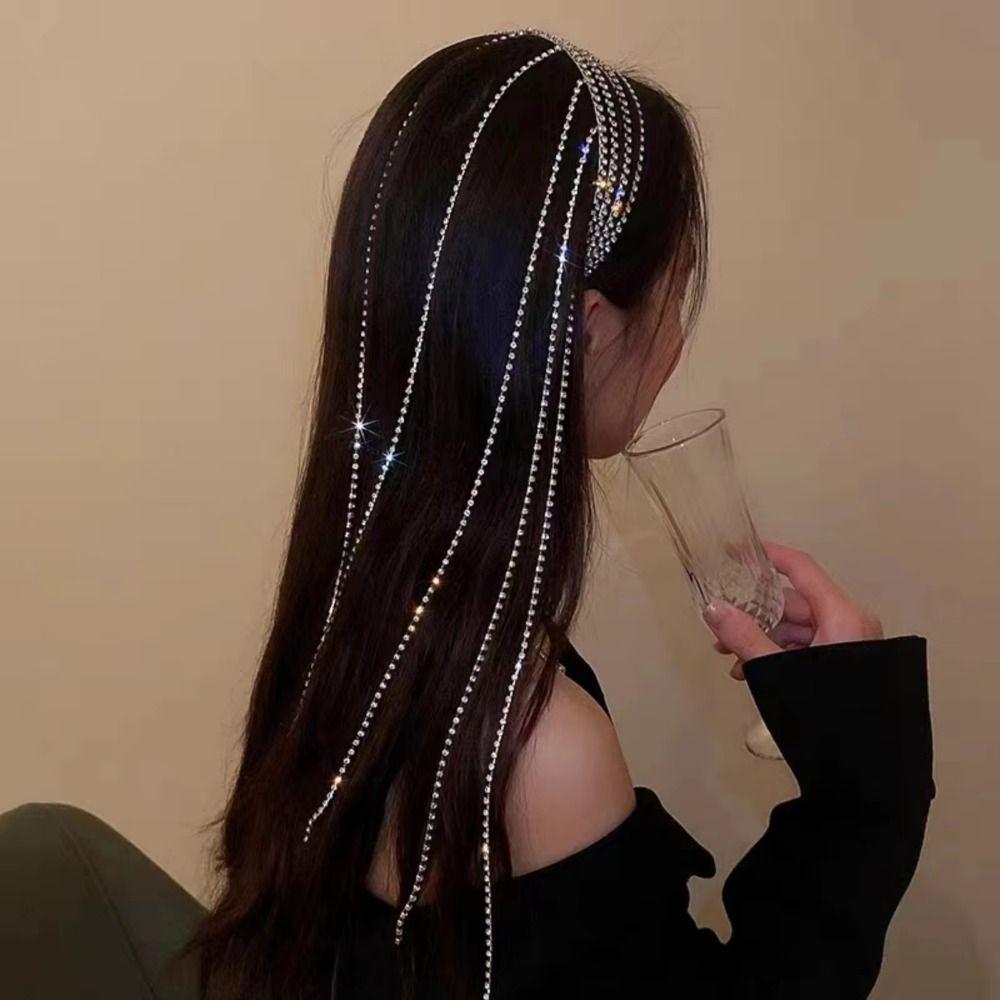 Luxury Crystal Hair Chain Reflection Shiny Hair Accessories Fashionable Girls Headwear  Parties
