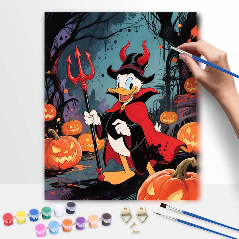Disney Donald Duck halloween pumpkin oil painting art kit handmade painting diy home decoration