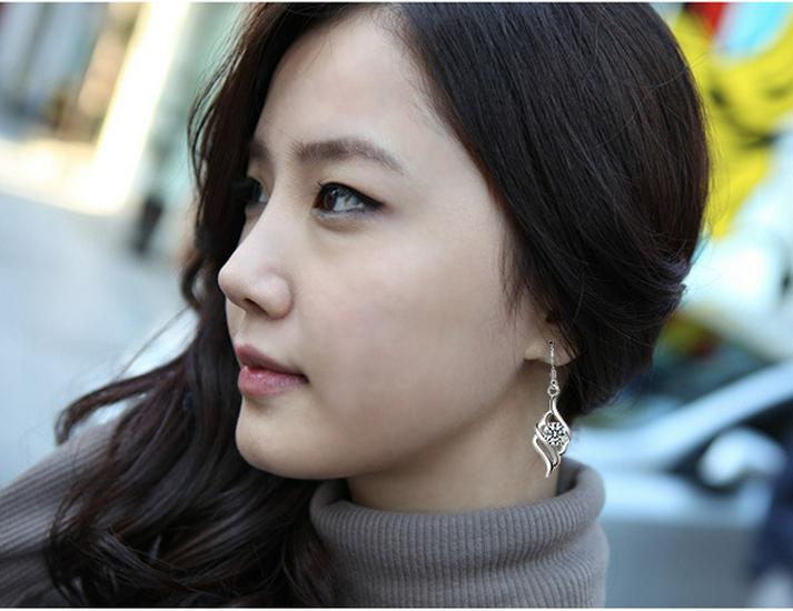 White Gold-Plated Sterling Silver Angel Feather Earrings - Korean Style Jewelry