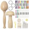 Wooden Darning Mushroom and Eggs Shape Mending Tool Set with Large Eye Needle and Multicolor Threads for Sewing Repair