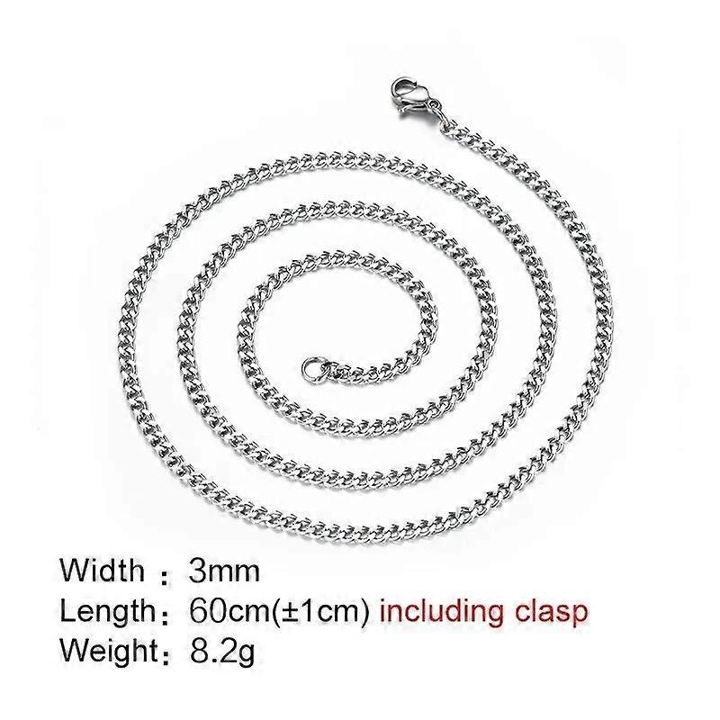 Simple ID Dog Tag Pendant Necklaces for Men Women Jewelry with AAA Cubic Zirconia 24" Curb Chain