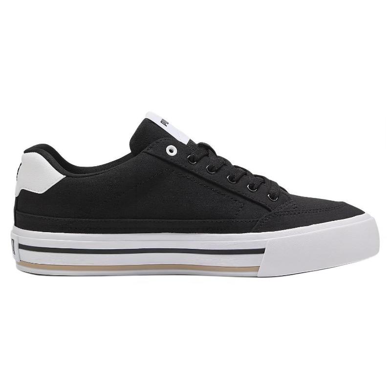 PUMA Court Classic Vulc Unisex Low-top Fabric Lace-up Round Toe Skate Shoes Black White 396353-03