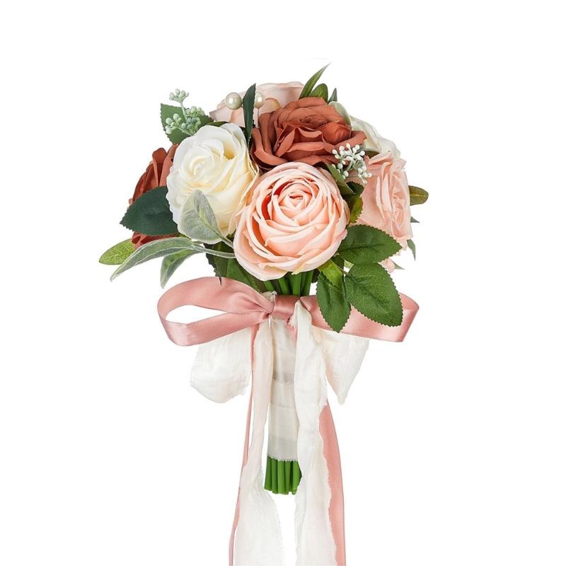 Sophisticated Bridal Hand Bouquet Wedding Accessories Artificial Silk Rose Bridesmaids Holding Flower Bride Decoration