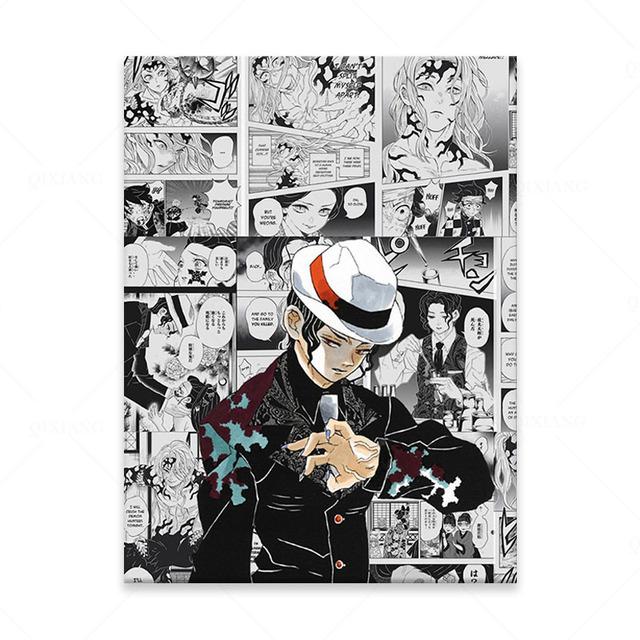 

Рамка из цельного дерева Muzan Kibutsuji Kimetsu No Yaiba Аниме Плакат Декор Домашнее украшение Холст Картина Гостиная Настенная картина Плакат 15*20cm(with frame)