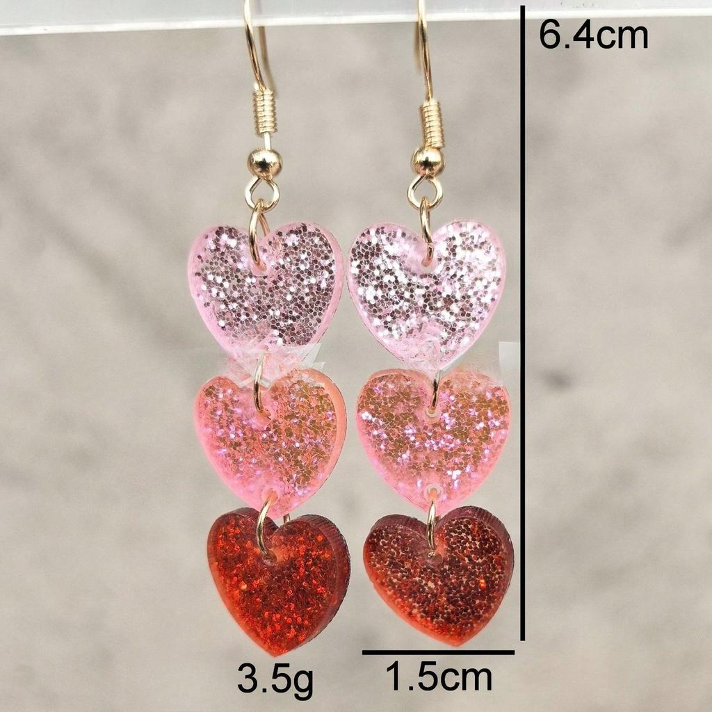 1 Pair Of Heart-Shaped Sweet Pendant Earrings, Valentine'S Day Style Simple And Cute Temperament Ear Accessories