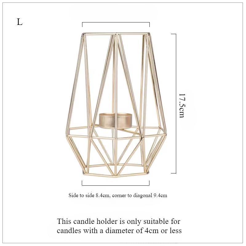 Metal Ornaments Candlestick Container Polygonal Geometry Iron Candlestick Handicraft Simple Aromatherapy Candle Base