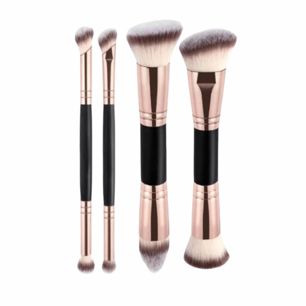 2/4/5Pcs Soft Bristle Makeup Brushes Set Flat Top Double-Headed Makeup Brush Beginner Makeup 4Pcs Gold