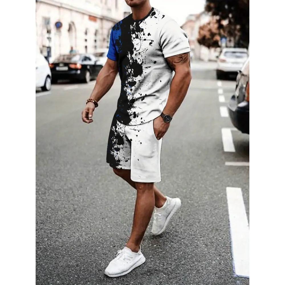 Summer Men's Short Sleeve Suit Fashion Street Short Sleeve Shorts 2 Casual Fashion Style