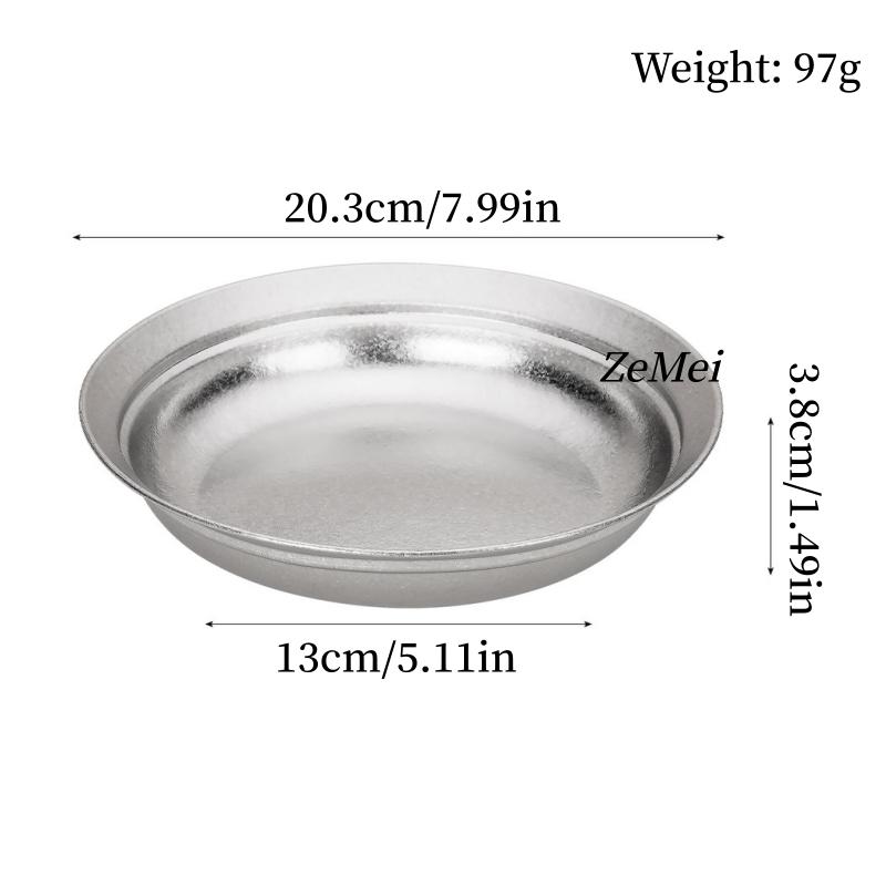 

Pure Titanium Circular Dinner Plate,Silver Heat-Resistant Home Fruit Plate 20 cm Dinner Dishes Grill Tray Tableware,Kitchenware