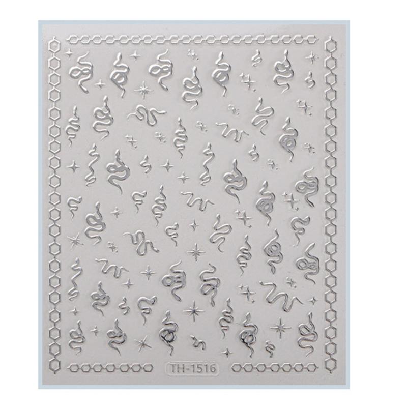 

1 лист наклейки для ногтей на китайский Новый год для DIY маникюрной декорации с мультяшными узорами фестиваля змейки для женщин, девушек