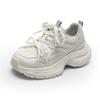 Silver Daddy Shoes Women's Spring New Mesh Breathable Leather Thick-soled Heightening Small Sneakers