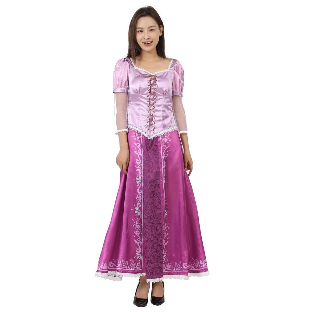 Costum Cosplay Rapunzel Coskawa, Rochie de Prințesă, Costum de Halloween pentru Adulți (Dimensiunea S)