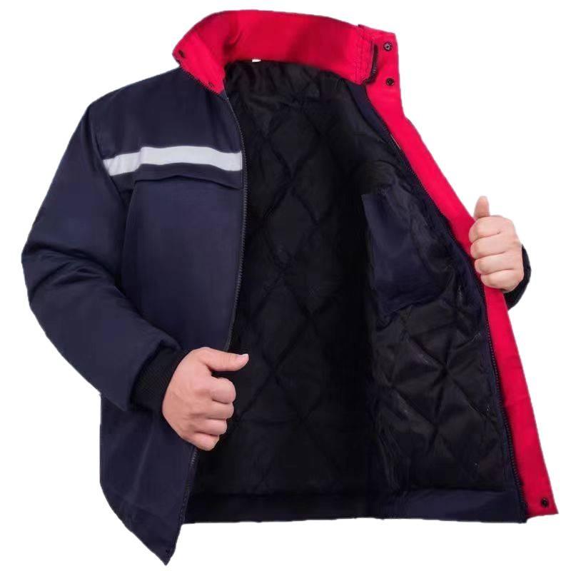 Winter Plus Velvet Thickened Work Jacket - Warm, Reflective, and Dirt-Resistant Cotton Jacket for Men and Women