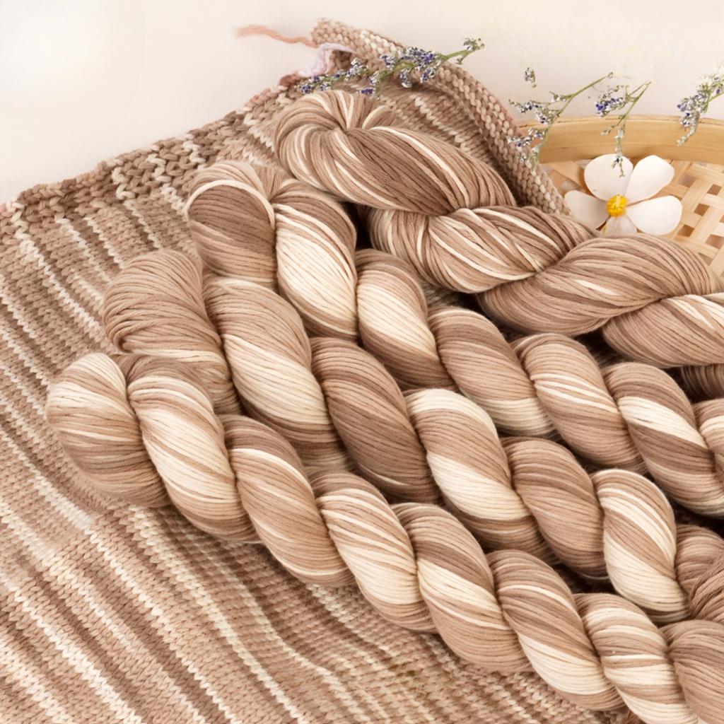 4balení bavlněné příze 200g (4x50g ) Prodyšná měkká tkaná příze na pletení háčkování smíšené barvy lehká na svetry příze