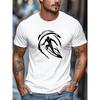 European Size Men's T-shirt, Simple and Stylish, Relaxed and Casual, Men's Surfer and Wave Pattern Summer Casual Crew Neck Short Sleeve T-shirt