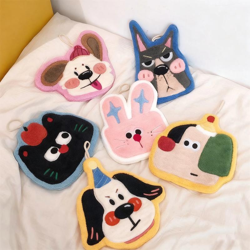 Cat Hand Towel Super Absorbent Coral Fleece Soft Cute Face Cloth for Bathroom Kitchen Hand Drying