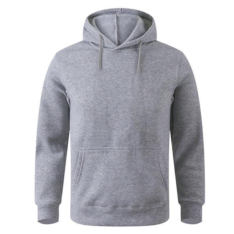 

Trendy Autumn/Winter Plus Velvet 3D Patch Pocket Solid Color Hoodie 2XL світло-сірий колір
