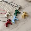 Colorful Horse Pendant Long Necklace for Women Simple Adjustable Sweater Chain Necklaces Friendship Jewelry Gifts