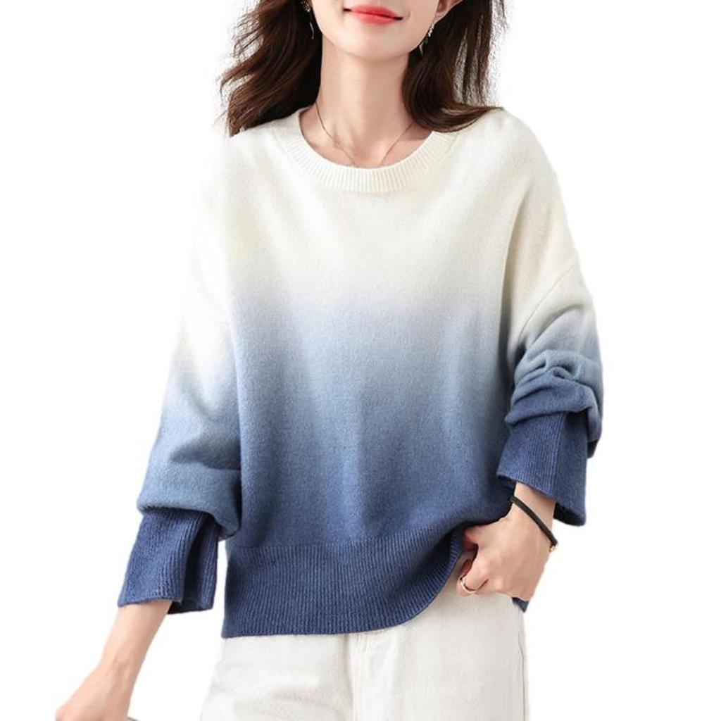Blue Beryl Knit Top Gradient Sweater BB065-BL-L
