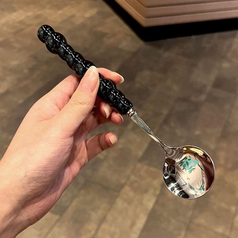Ложка из нержавеющей стали Beiyou Pearl с ручкой в керамическом стиле