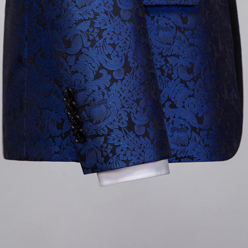 Men's Cross-border Hot-selling Jacquard Two-piece Evening & Business Casual Suit.