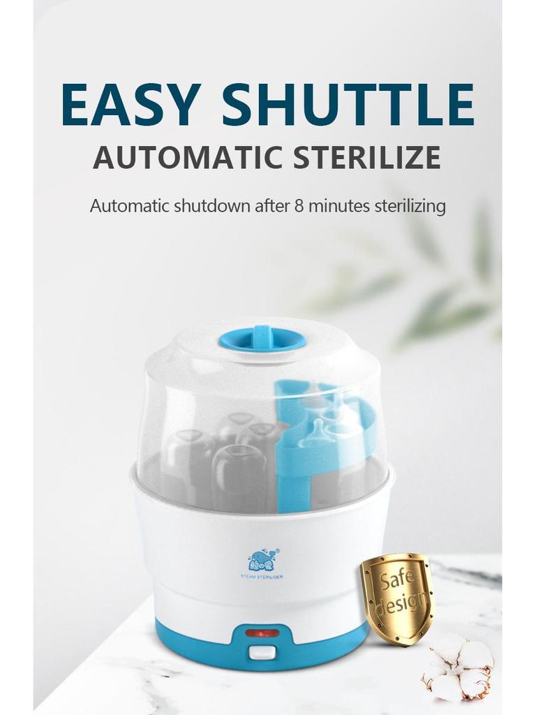 Whale Love Baby Bottle & Nipple Sterilizer - Anti-Dry Burn Steam, PP Material