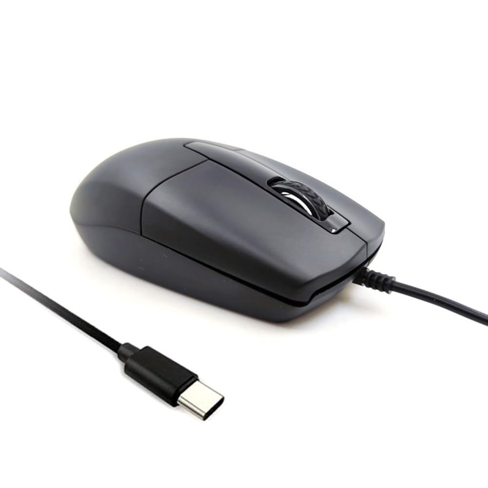 

Quiet, Medium-Sized Type-C Optical Wired Mouse with 1000 DPI, Lightweight, Portable, Ambidextrous, Compatible with Laptops, Android, Windows, Mac,