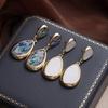 Light Luxury Abalone Shell Water Drop Long Earrings Women'S French Niche Light Luxury Stud Earrings Retro High-End Earrings