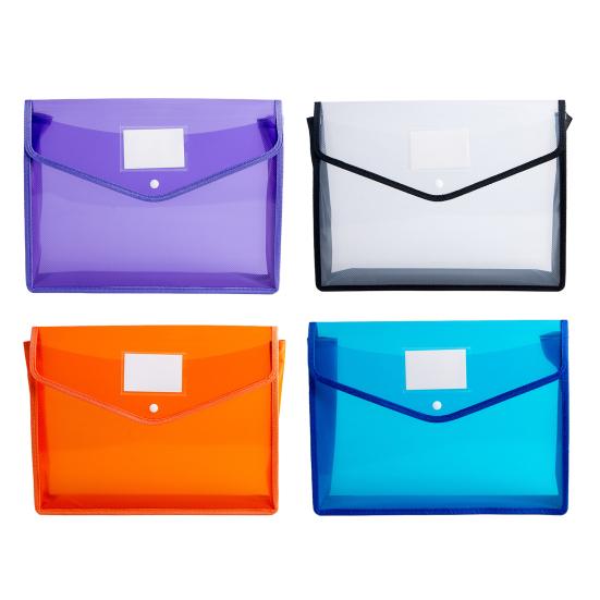 Plastic File Folder Waterproof Transparent Expanding Document Organizer with Snap Closure No Dividers Portable A4/B5 Size File Pouch for Office