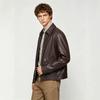 Vintage PU Leather Jacket Men's Lapel Jacket Fashion Loose Top Men's