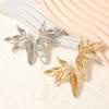 Pinkdudu Minimalist Textured Leaf Earrings Alloy Studs Long-Lasting Color PD2442