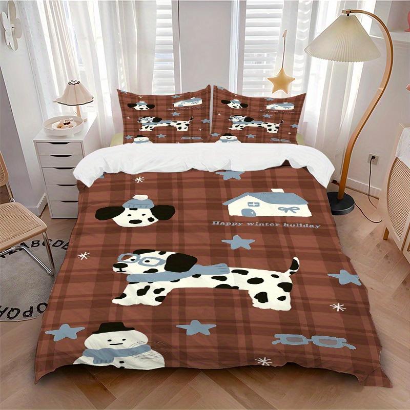 

3pcs Winter Holiday print bedding quilt cover, soft and comfortable quilt cover suitable for bedroom and guest room163 135x200cm