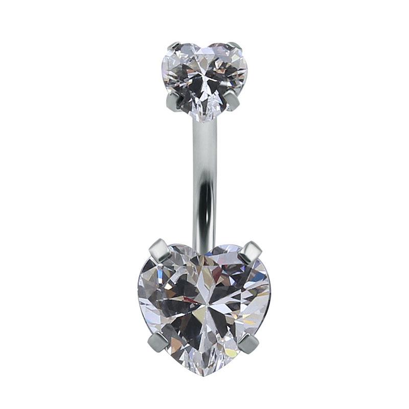 Heart-Shaped Zircon Titanium Steel Navel Rings - Customizable European & American Design (2022)