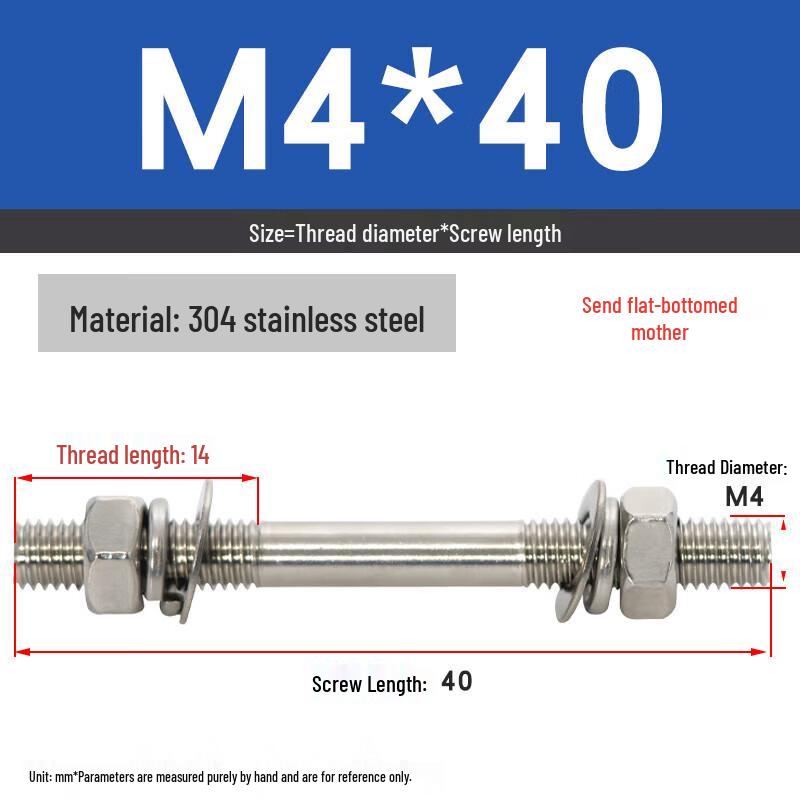 304 Stainless Steel Double-Ended Screw & Nut Set