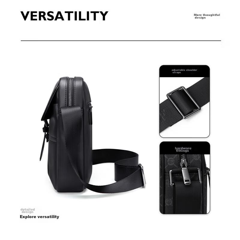 GOLF Shoulder Bag, Crossbody Bag with Multiple Compartments, Water-Resistant, Business and Commuter Bag for Phone And IPad, Black, 255*70*180mm