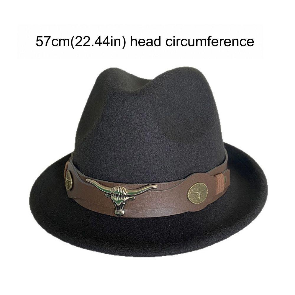 Bull Head Decor Fedora Hat Unisex Wide Brim Hat Vintage Western Cowboy Hat Outdoor Travel