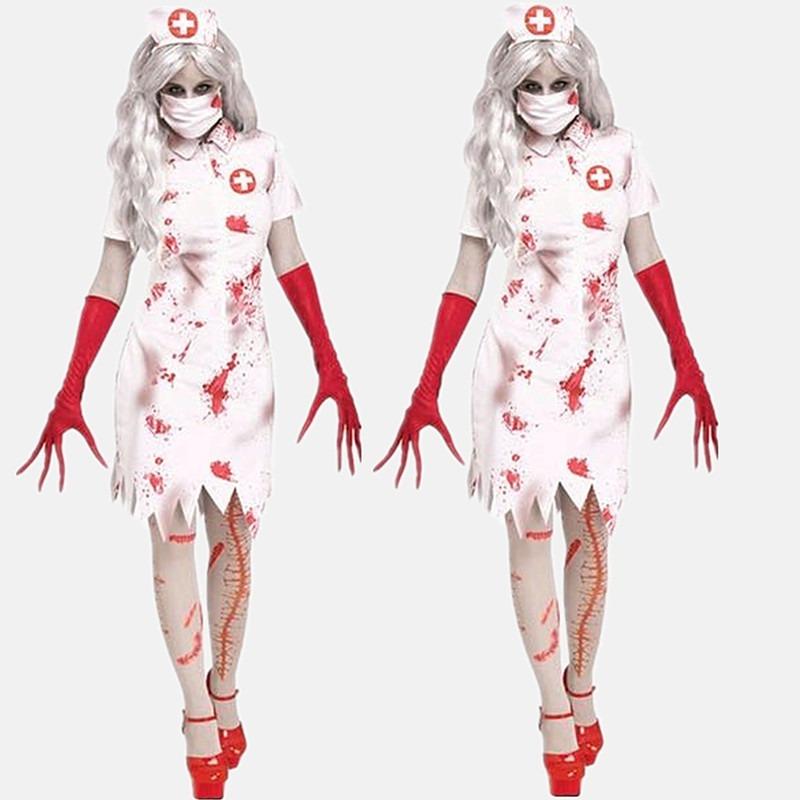 Halloween Party Adult Female Blood Nurse Dress Horror Bloody Zombie Doctor Zombie Costume